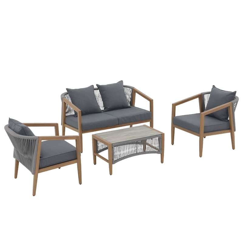 Outdoor 4 Pieces Aluminum Conversation Set with Cushion