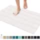 Subrtex Non-slip Bathroom Rug Chenille Soft Striped Plush Bath Mat - 16"x24"/20"x32" - Ivory