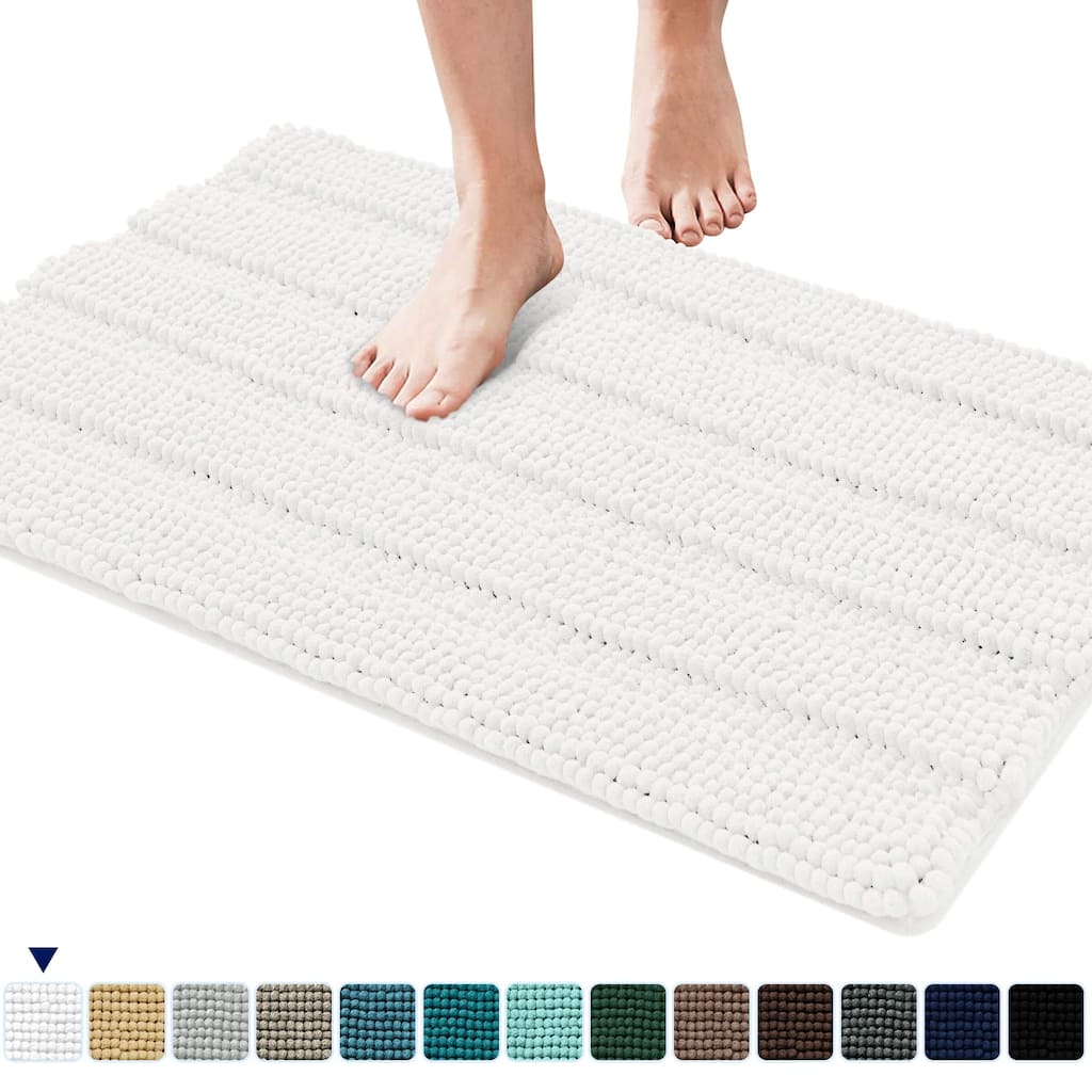 Subrtex Super Soft Absorbent Braided Bathroom Mats Chenille Bath Rugs