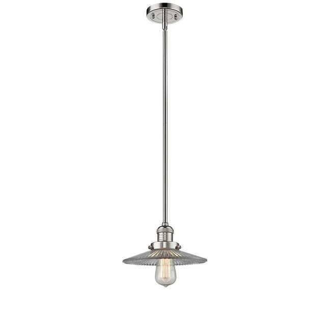 Innovations Lighting Halophane 9" Wide Mini Pendant - Downrod - Polished Nickel / Halophane