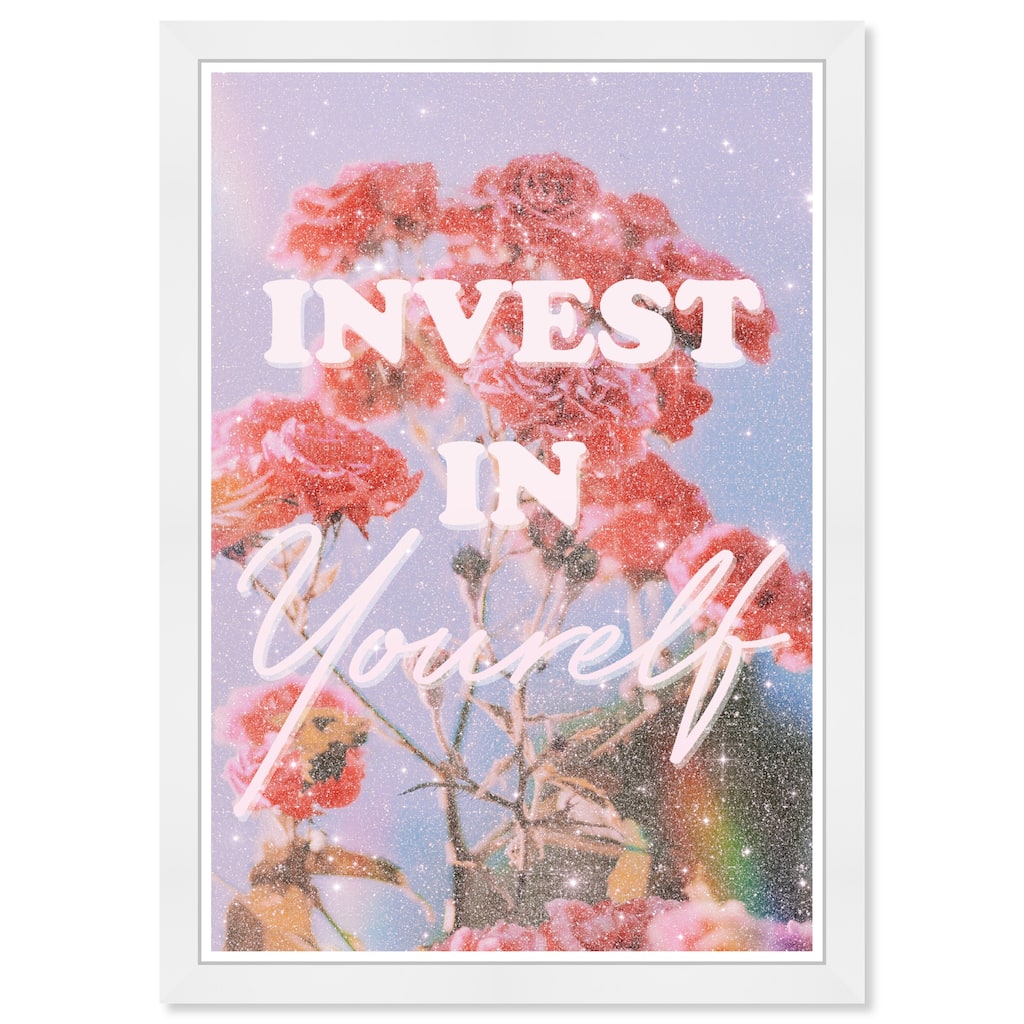 Wynwood Studio Prints 'Invest in Yourself Floral' Purple Wall Art