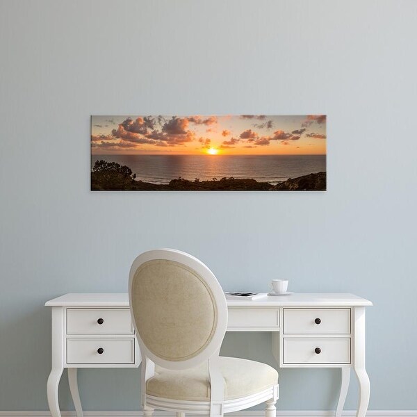 Easy Art Prints Panoramic Image 'Sunset,Pacific Ocean, Torrey Pines Natural Reserve, San Diego, California' Canvas Art
