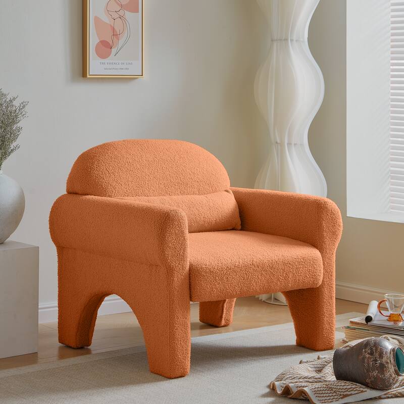 Modern Wool Fabric Accent Single Sofa Loveseat Sets with Lumbar Pillows for Living Room