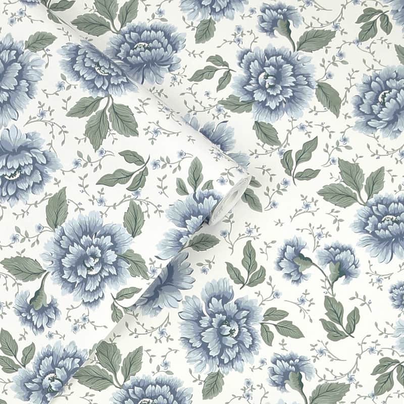 Laura Ashley Pickworth Posy Pale Seaspray Blue Wallpaper