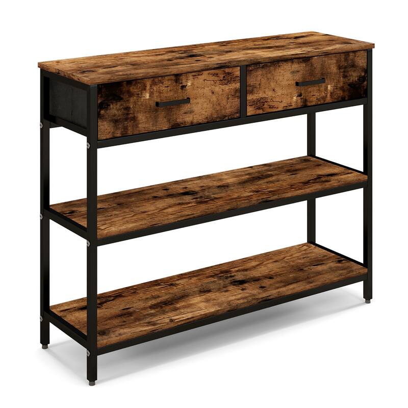 Costway Console Entryway Table Sofa Side Table with Folding Fabric