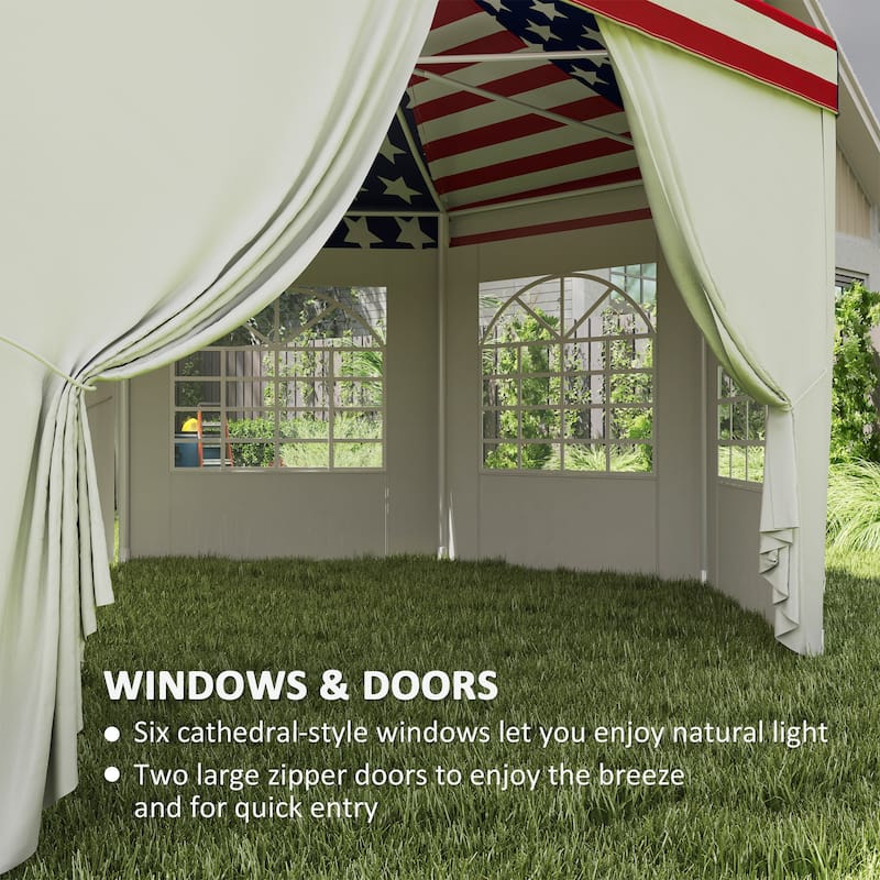 Multi-Color Steel Polyester Party Tent with Windows Doors and Stakes - 267.7" L x 196.9" W x 141.7" H