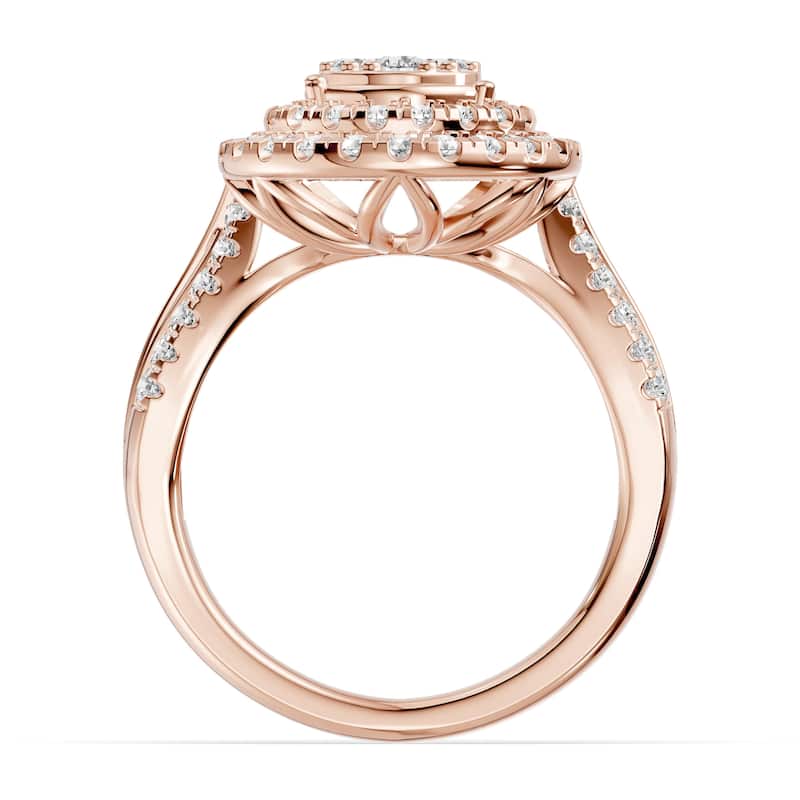 AEON Aurelia Radiance Pear 1.00ct Lab Grown Diamond Cluster Double Halo Ring