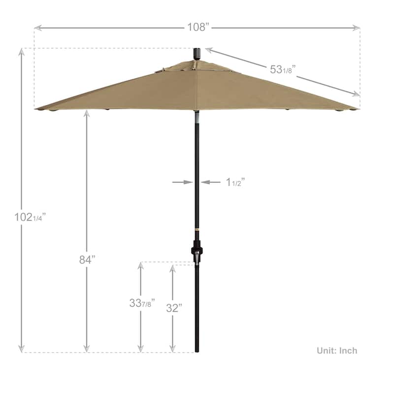 California Umbrella 9' Sun Master Series Patio Umbrella Bronze Aluminum Pole Fiberglass Ribs Crank Lift Collar Tilt Royal Blue