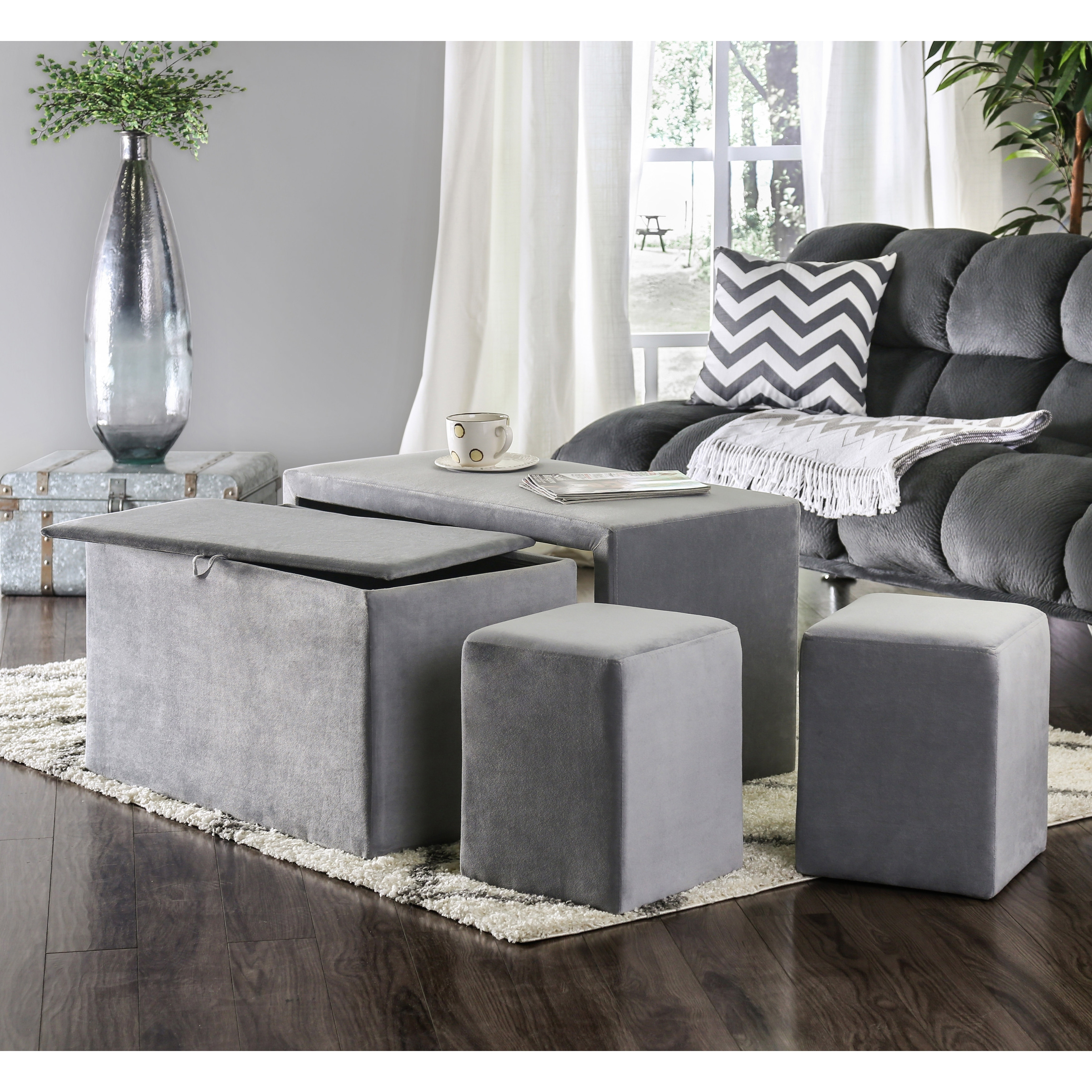 Nesting bench sales and ottomans