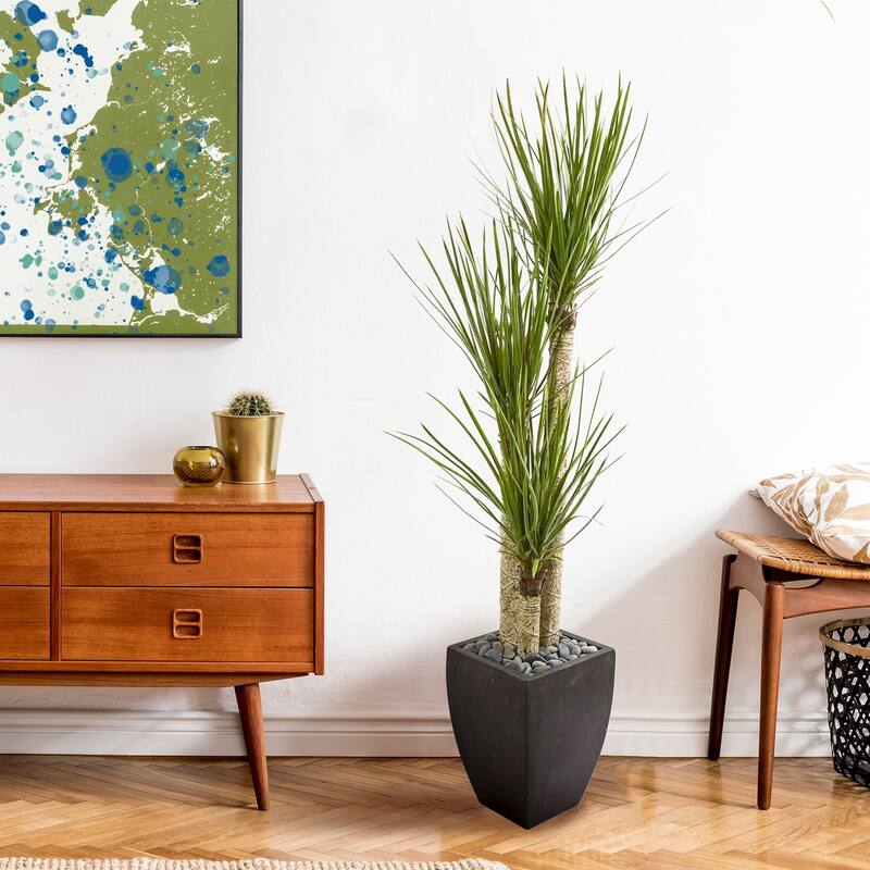 Rustic Artificial Tree with Planter - 63 Inch Indoor Greenery Decor - Green - 61 Inches and Over