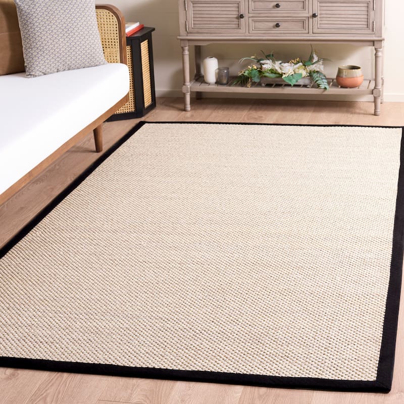 SAFAVIEH Natural Fiber Lorine Casual Border Sisal Rug - 6' x 8' - Marble/Black
