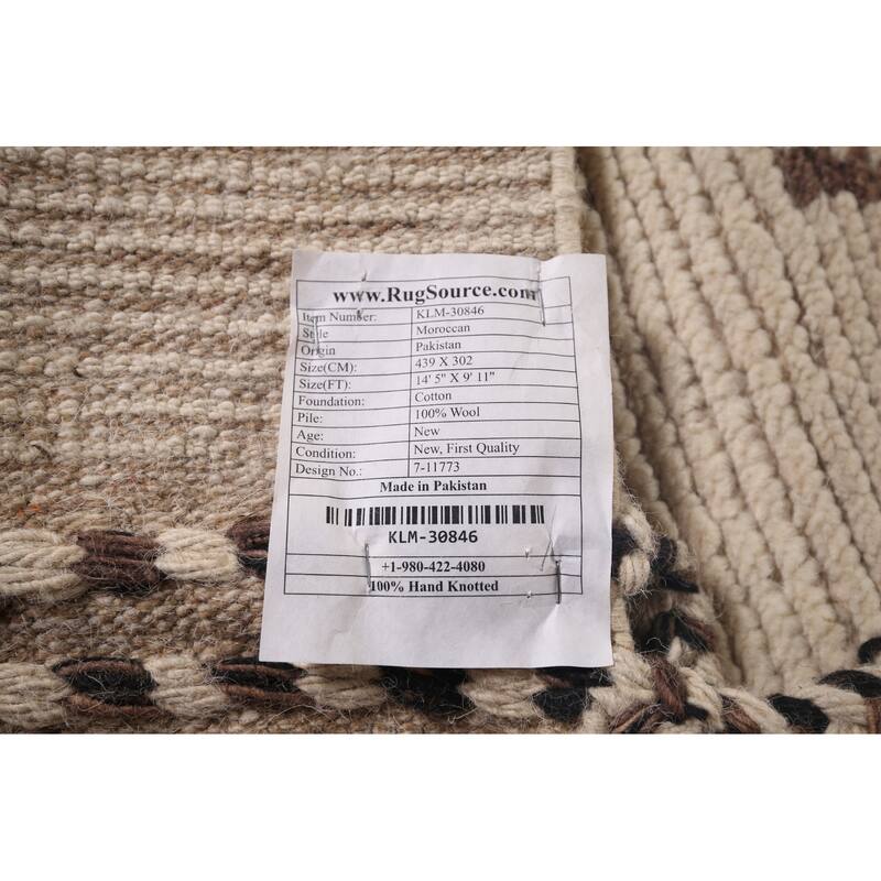 All-Over Abstract Moroccan Large Oriental Rug Handmade Wool Carpet - 9'11"x 14'5"