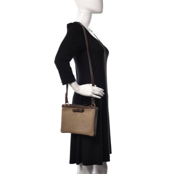 prada fabric handbag with leather trim
