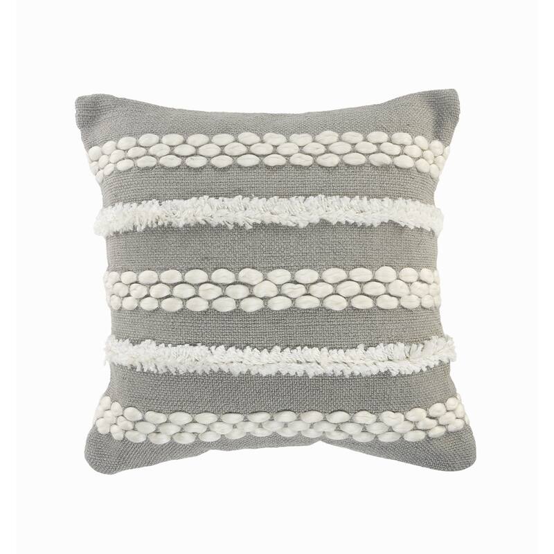 Sevita Gray Textured and Tufted Throw Pillow - Accent - 20" x 20" - Polyester - Gray/Ivory - Single