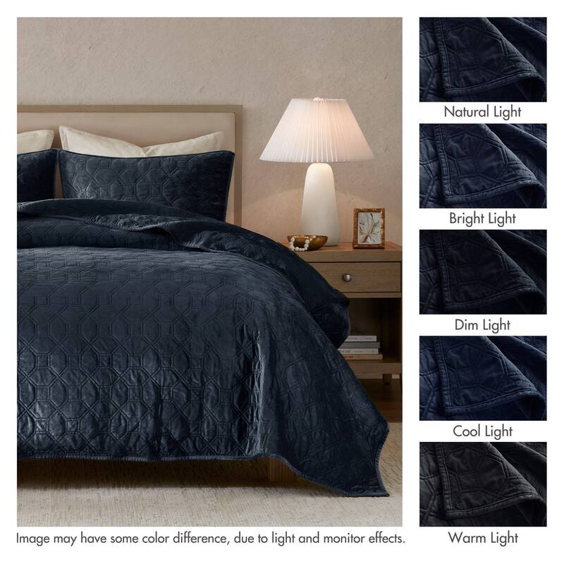 Madison Park Emery 3 Piece Velvet Quilt Set