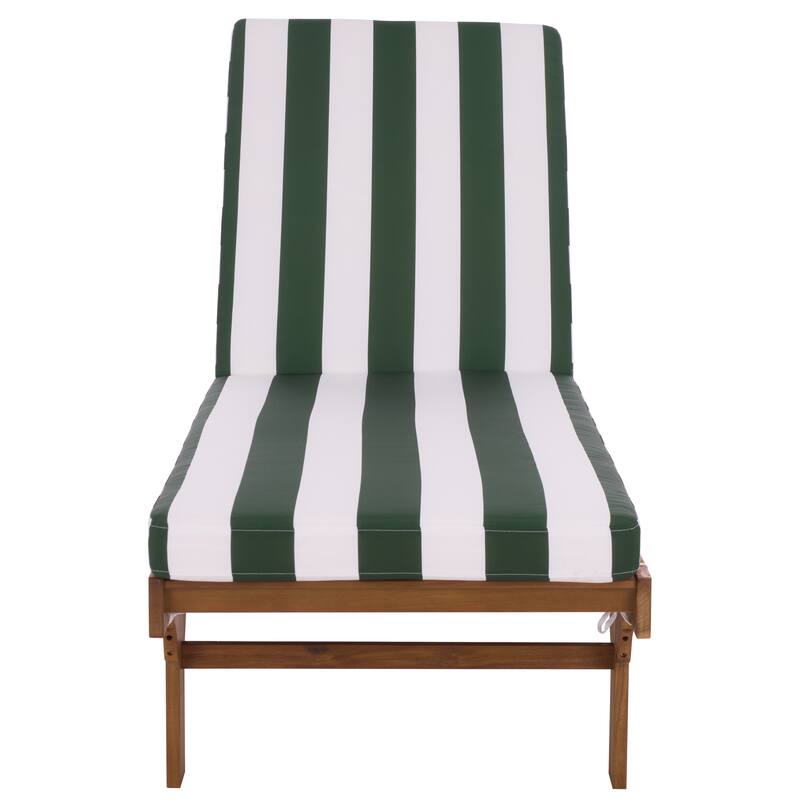 SAFAVIEH Iyanna Lounge Chair - 25 In. W x 80 In. D x 17-42 In. H - 25"W x 80"D x 17-42"H - Natural/Hunter Green Stripe