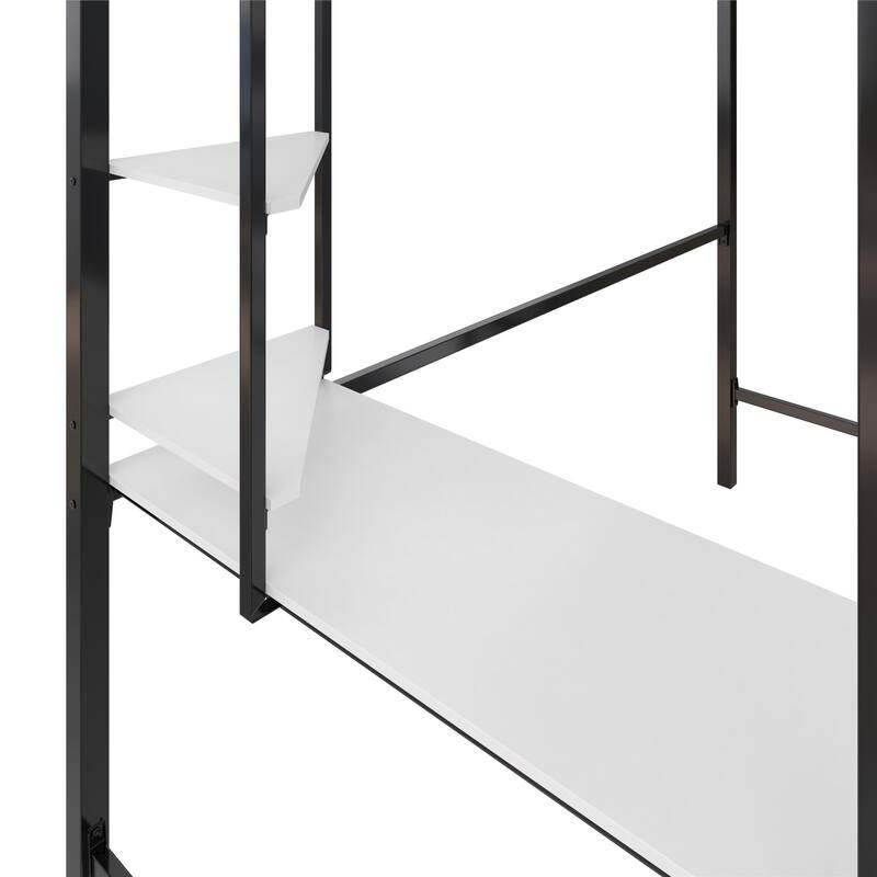 Space-Saving Twin Loft Bed with Desk and Shelves for Kids and Teens