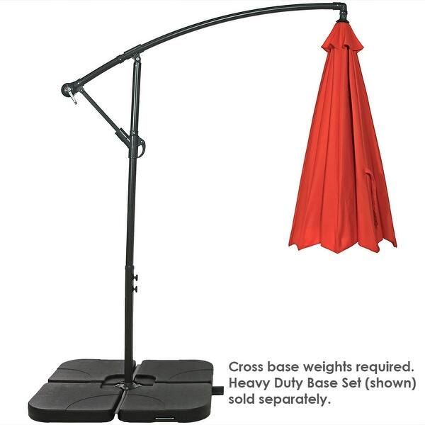 Shop Black Friday Deals On Sunnydaze Steel 10 Foot Offset Patio Umbrella With Cantilever Crank And Cross Base 8 Steel Ribs Overstock 15362902