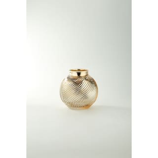 6.5" metallic gold swirl glass ball vase