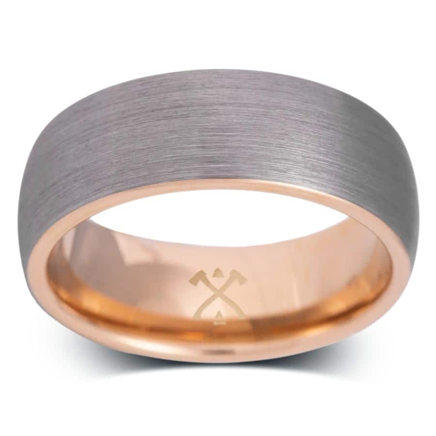 Manly Bands THE WHIZ Tungsten Rose Gold Plated 8mm Satin Band
