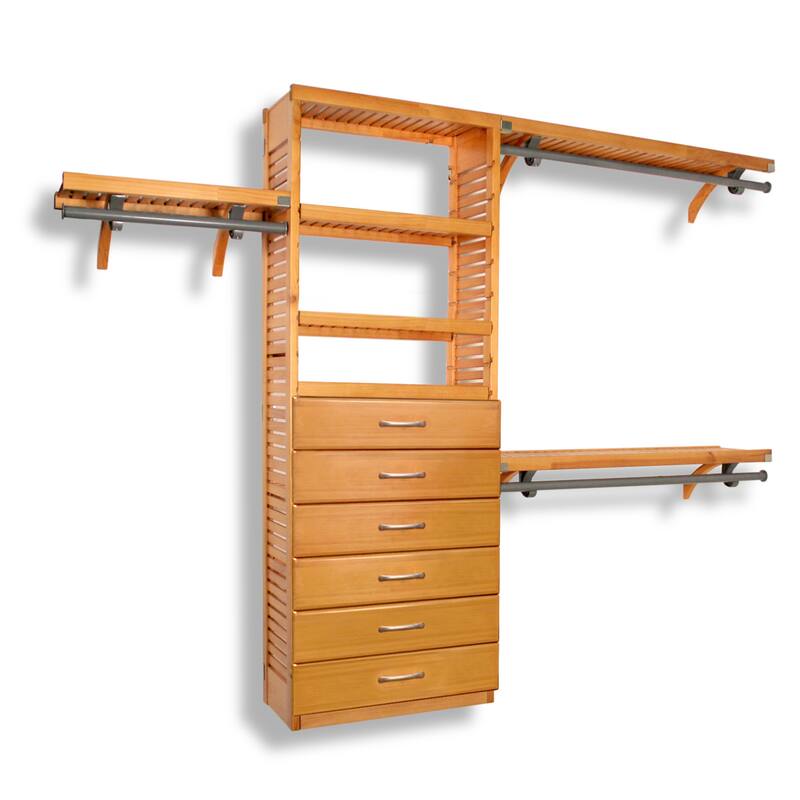 John Louis Home Solid Wood Reach-In Closet System with6-Drawers Honey Maple