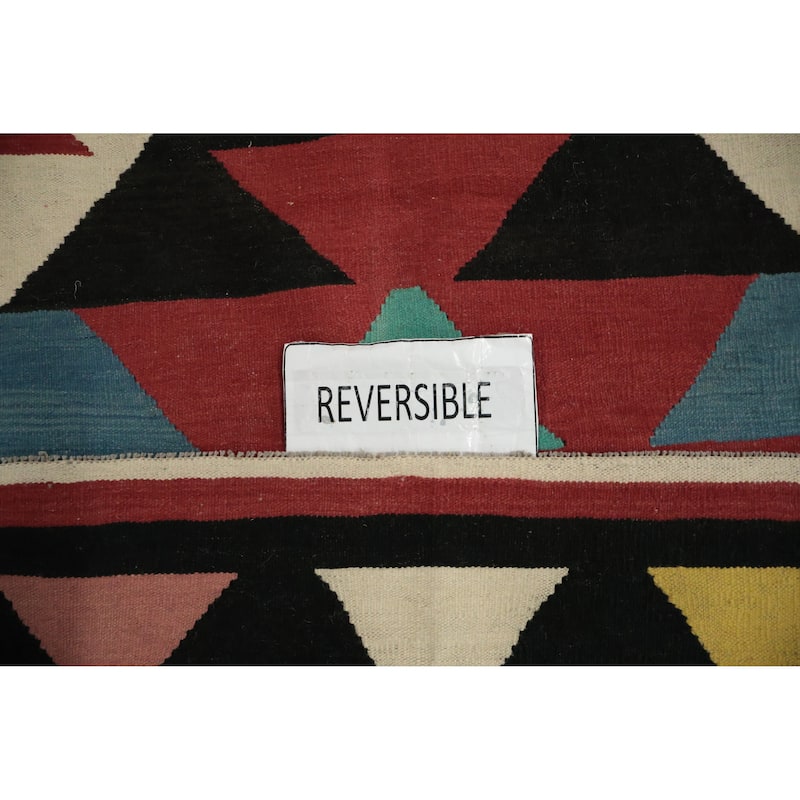 Hand Woven Oriental 100% Wool Carpet Southwestern Tribal Red Kilim Area Rug - 13' 0'' X 9' 9''