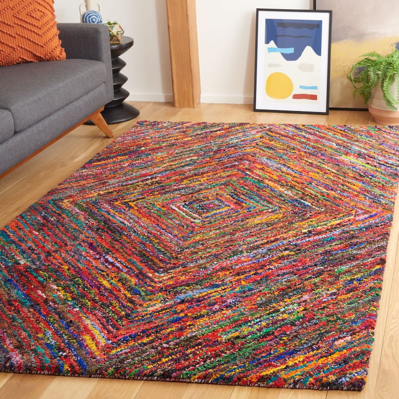 SAFAVIEH Handmade Nantucket Rick Contemporary Cotton Rug - 4' x 6' - Multi
