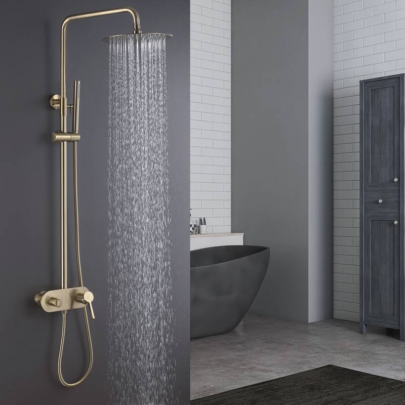 Modland 3-Function Wall Mount Shower System - Brushed Gold, 2.6GPM, cUPC Valve