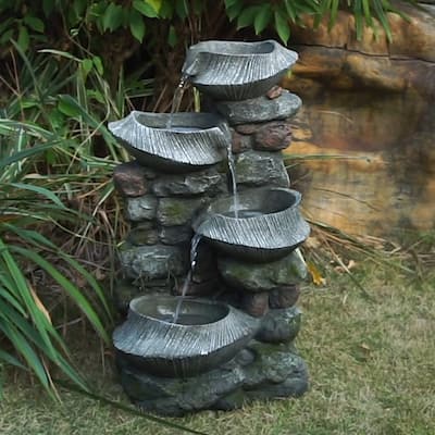 GDFStudio - Aurelia Polyresin Stone Outdoor Water Fountain