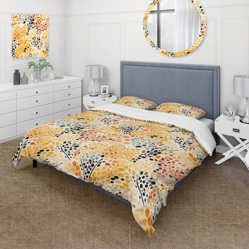 Designart "Watercolor Pattern Dot" Orange Modern - Bedding Cover Set With Shams