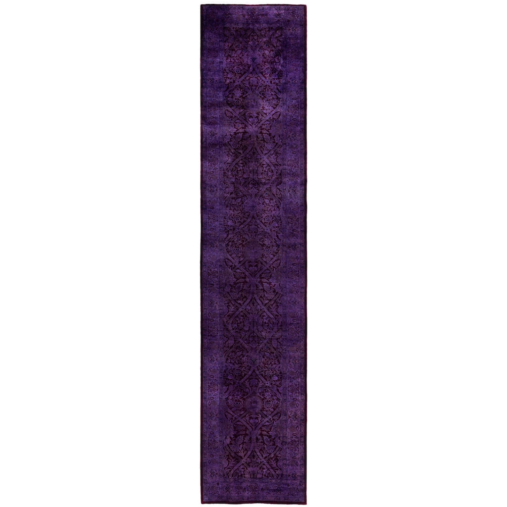 Overdyed One-of-a-Kind Hand-Knotted Runner Rug - Purple - 2' 7" x 12' 9"