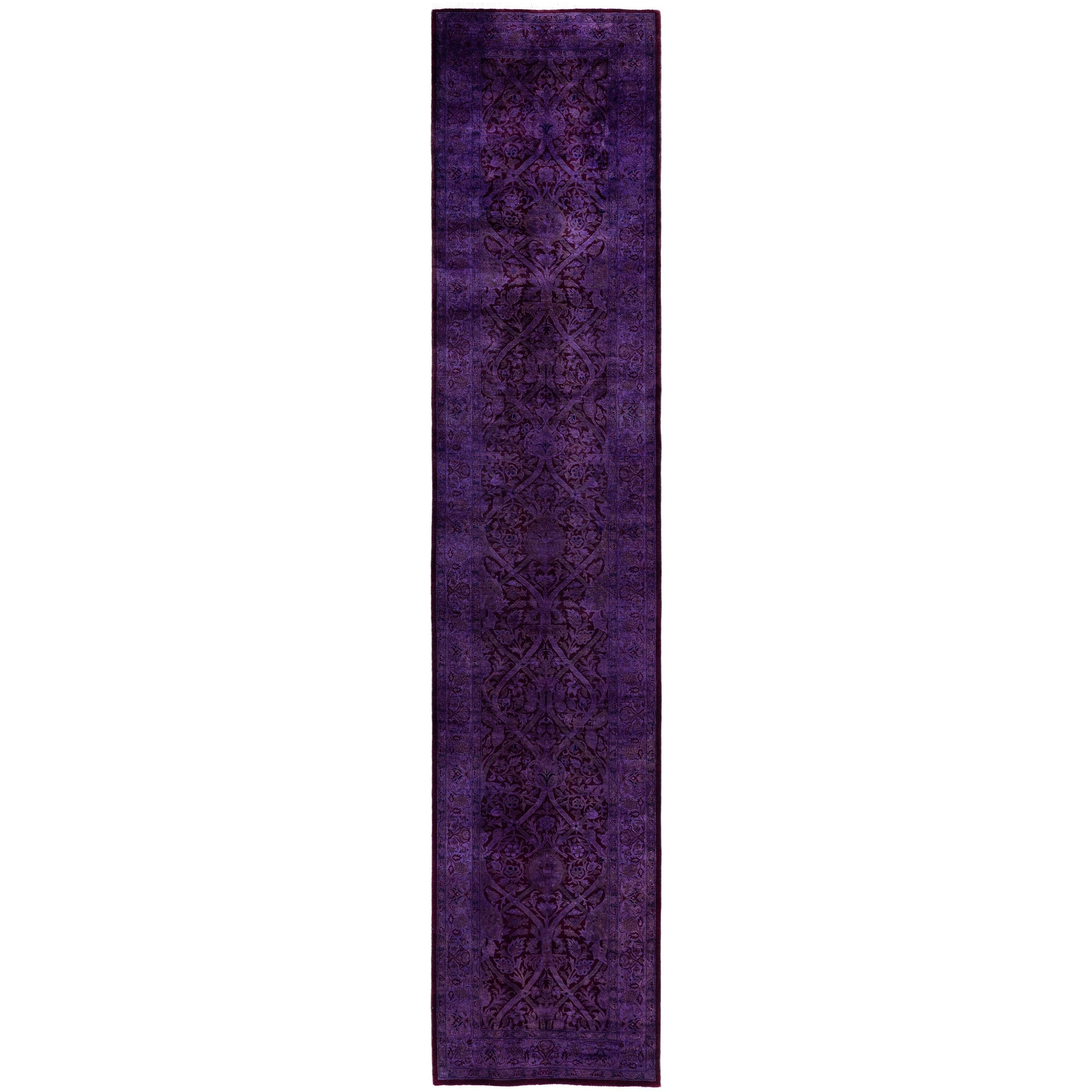 Overdyed One-of-a-Kind Hand-Knotted Runner Rug - Purple - 2' 7" x 12' 9"