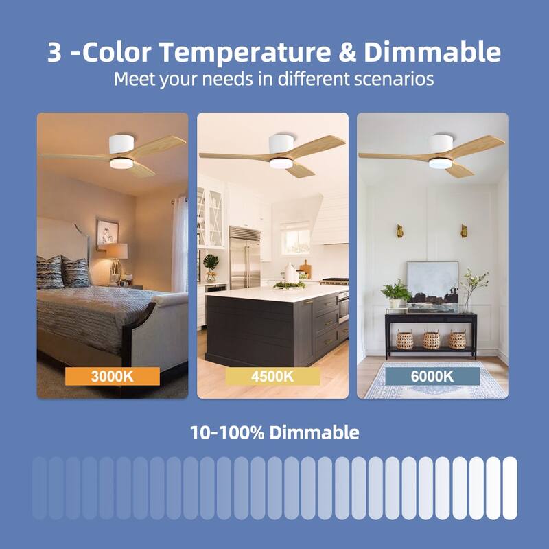 48In 3Blade Dc Motor Indoor Ceiling Fan With Light Kit And Remote