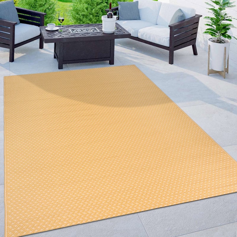 Contemporay Solid Reversible Plastic Outdoor Rugs - 5' X 7'