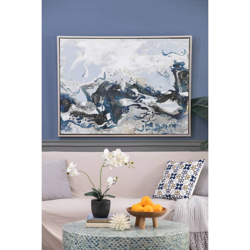 47.2x35.4" Cerulean Seas Framed Hand-painted Wall Art, Wall Décor for Living Room Dining Room Bedroom Office Entryway - Multicolor