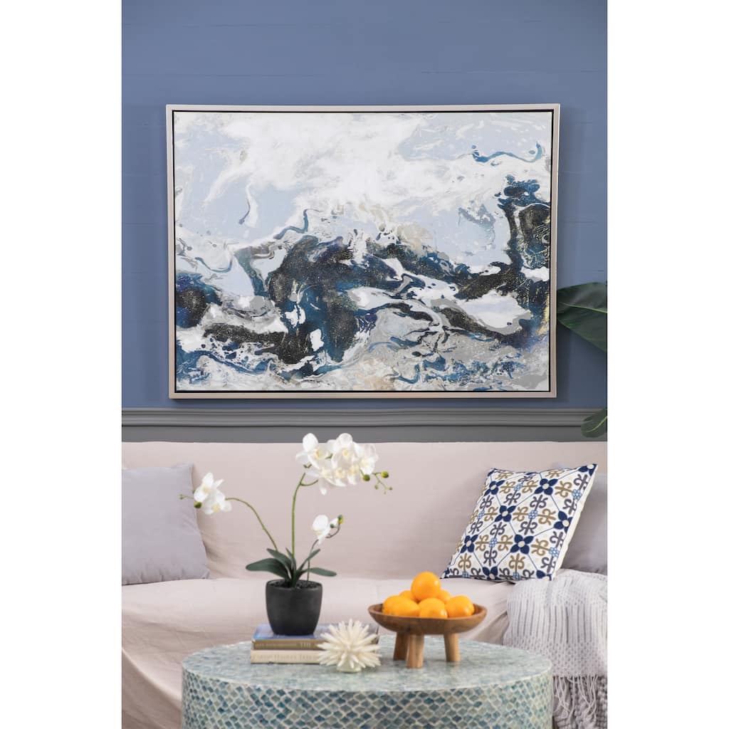 47.2x35.4" Cerulean Seas Framed Hand-painted Wall Art, Wall Décor for Living Room Dining Room Bedroom Office Entryway