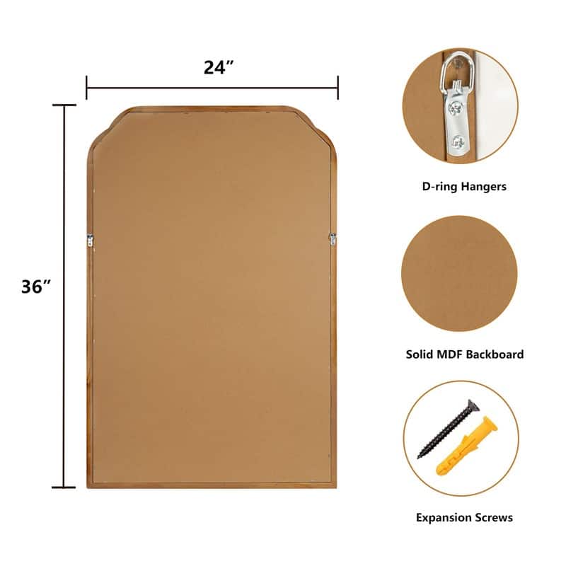 Top Corner Scalloped Rectangle Decorative Farmhouse Wall Mirror