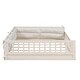preview thumbnail 12 of 24, Wood Full Size Upholstered Platform Bed with Guardrail and Pillow