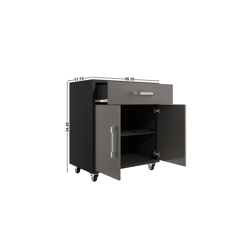Manhattan Comfort Eiffel 28.35" Mobile Garage Storage Cabinet with 1 Drawer