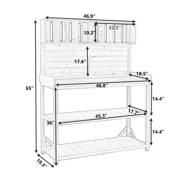 Large Wooden Outdoor Potting Bench Table, Patio Workstation, Garden ...