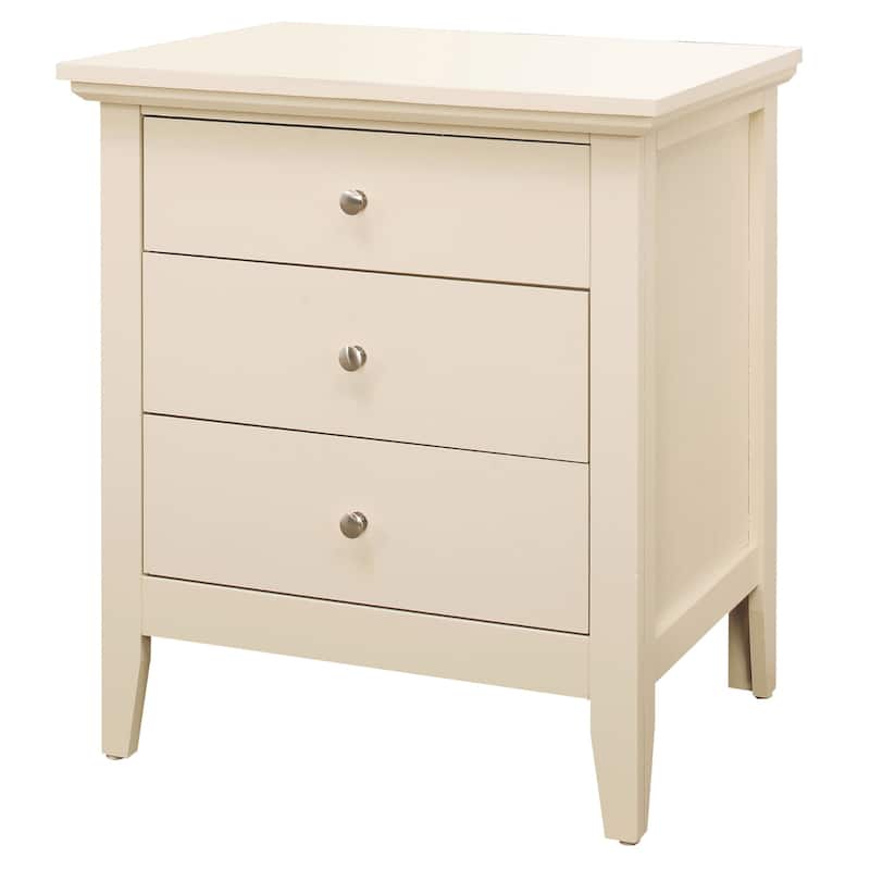 3-Drawer Wooden Nightstand - 26" - Beige