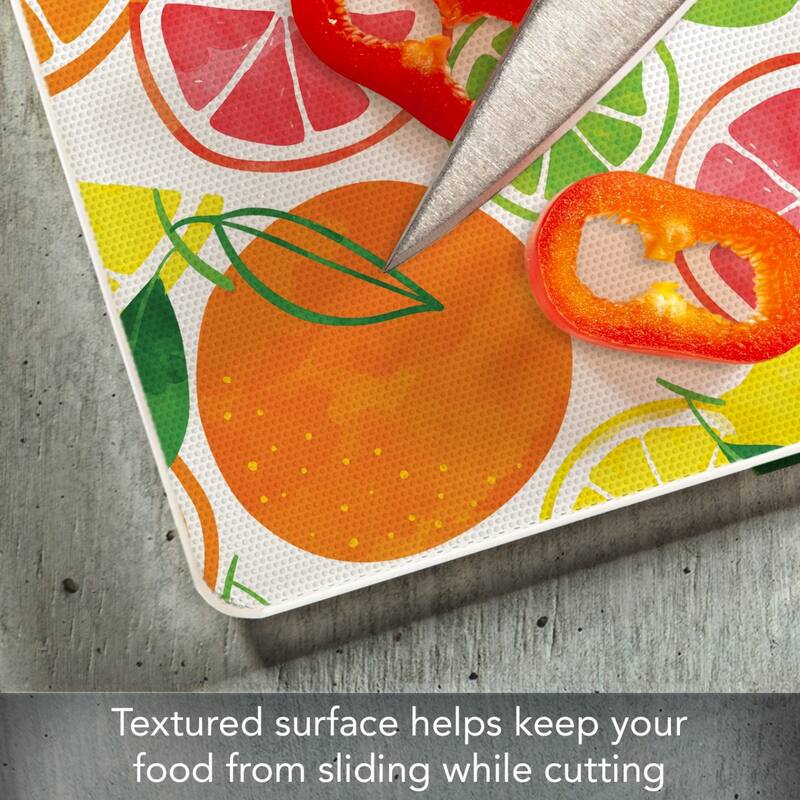 Fruity Summer 3mm Heat Tolerant Tempered Glass Cutting Board 10” x 8” Manufactured in the USA Dishwasher Safe