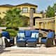 OVIOS 5-piece Patio Conversation Wicker Furniture Set - Blue