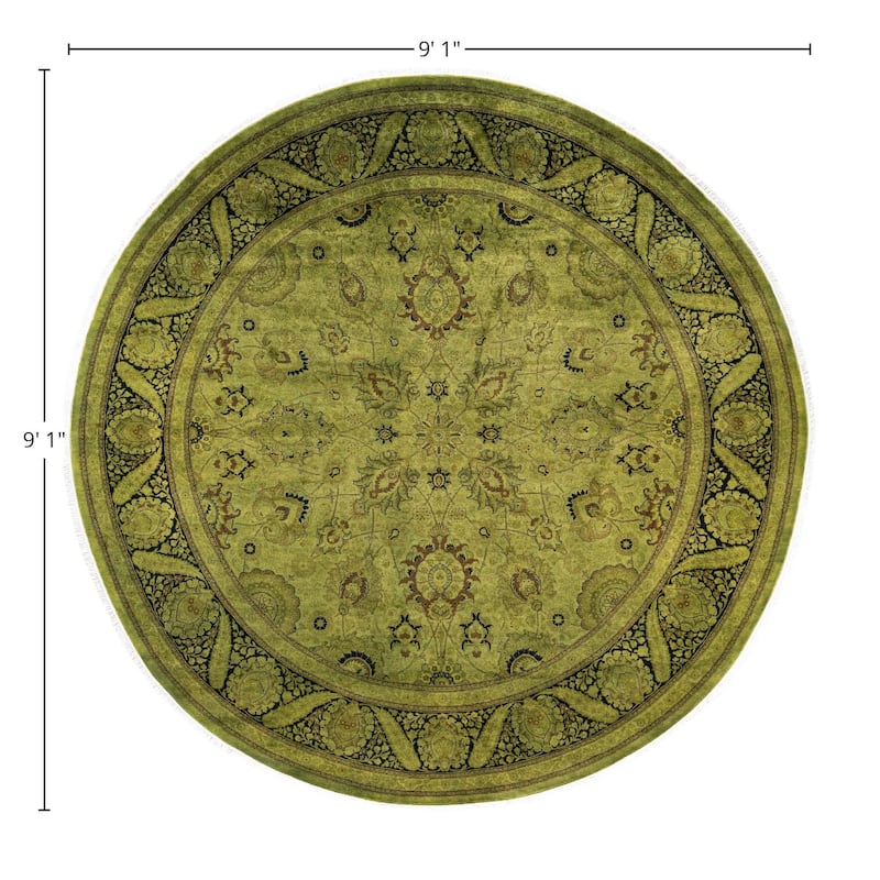 Overdyed One-of-a-Kind Hand-Knotted Area Rug - Green - 9' 1" x 9' 1"