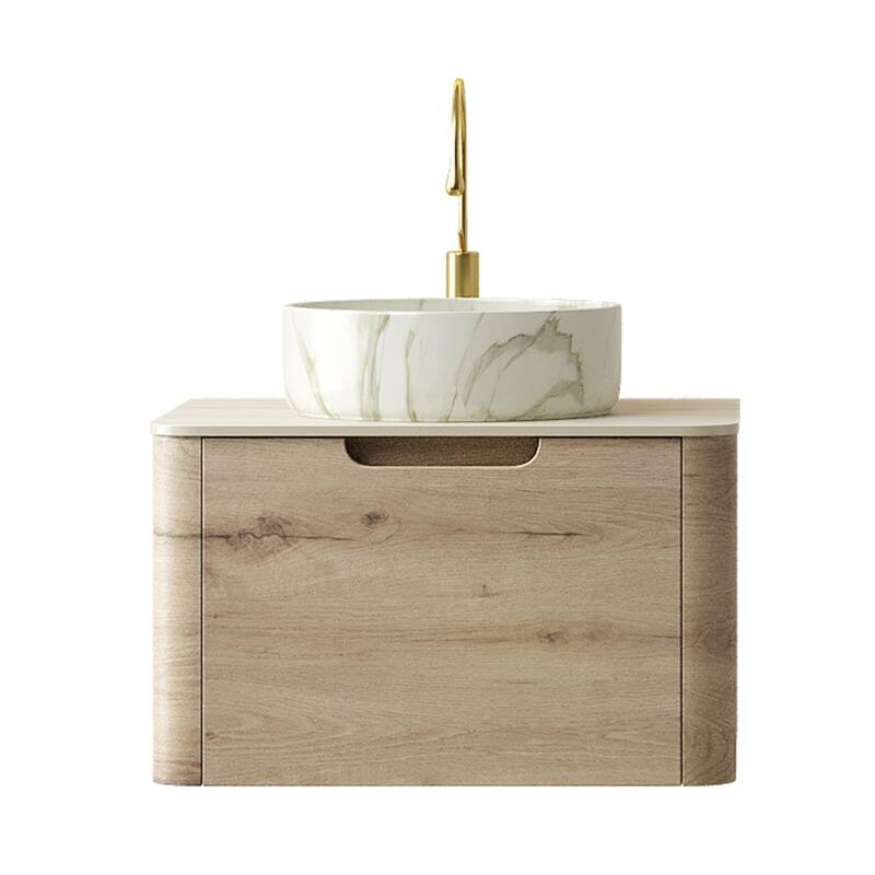 Wall-mounted Bathroom Vanity with Round Vessel Basin