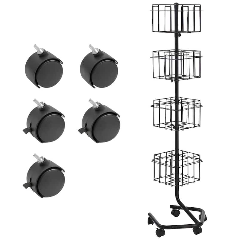 Rotating Brochure Display Rack, 4-Tier 32-Pocket Literature Stand - 16.14 x 14.96 x 61 in