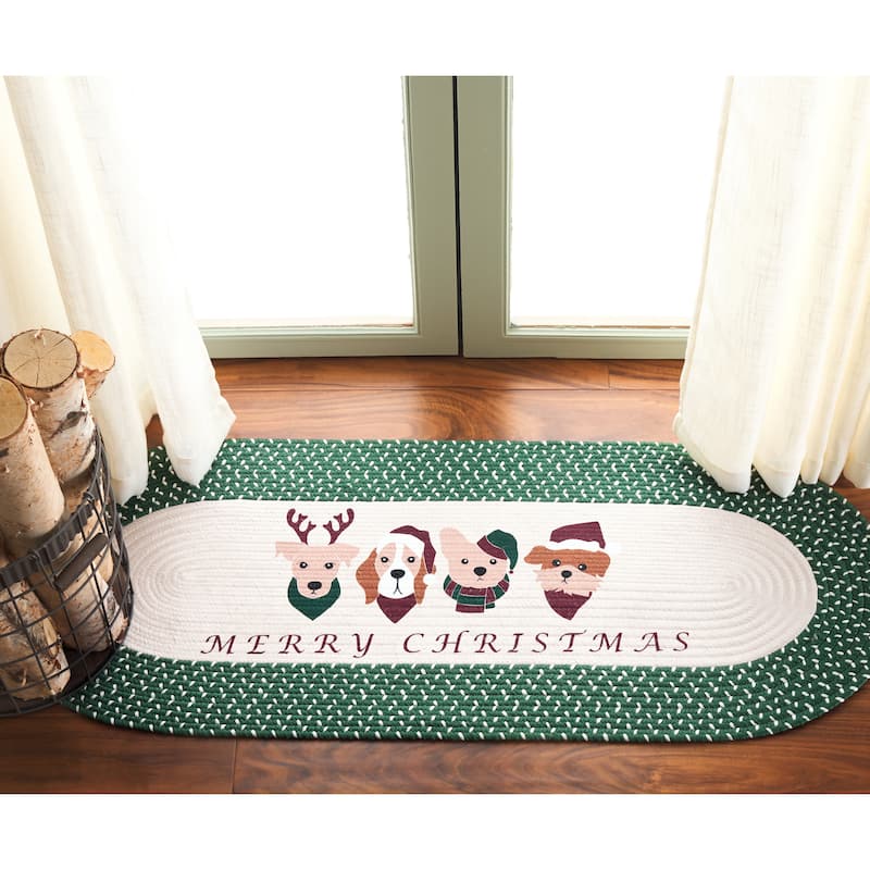 SAFAVIEH Handmade Braided Posters Betti Machine Washable Rug - 1'8" x 3' Oval - Ivory/Green - Oval