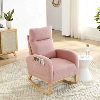 GDFStudio - Emilia Modern Fabric Upholstered Rocking Chair with Ergonomic Design and Side Pockets - 27.6 "W