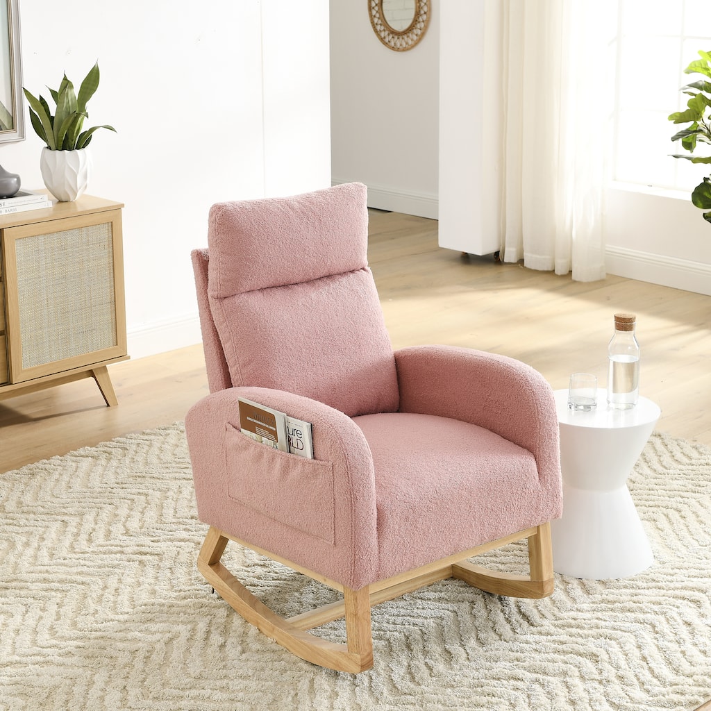 GDFStudio - Emilia Modern Fabric Upholstered Rocking Chair with Ergonomic Design and Side Pockets - 27.6 "W