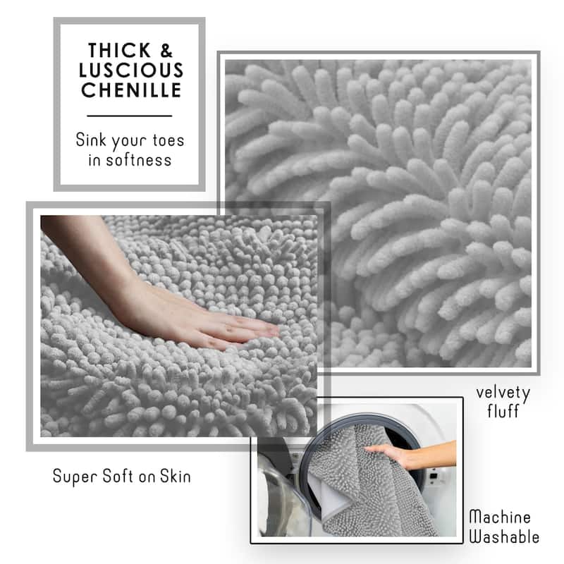 Empyrean Non-Slip Super Plush Chenille Bathroom Rugs
